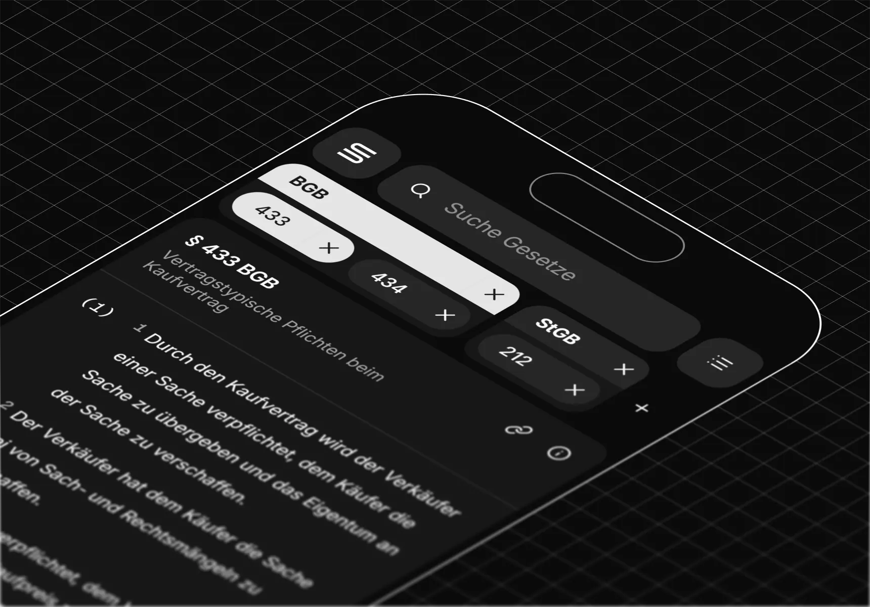 Gesetze.co auf einem mobilen Gerät.