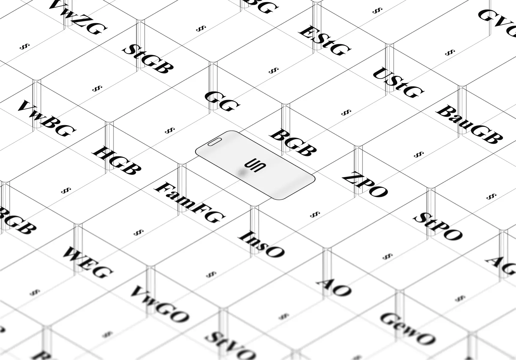 Ein Smartphone liegt auf einem Feld aus Gesetzbüchern.