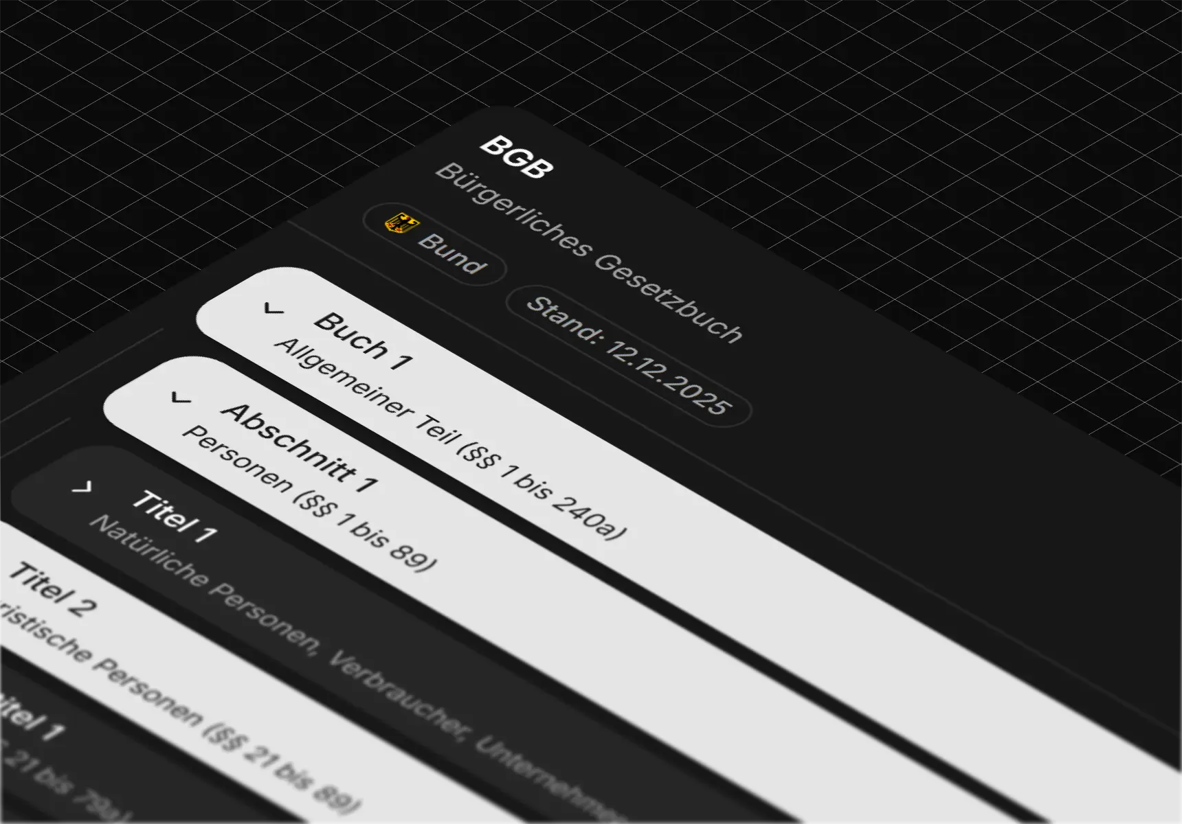 Dynamisches Inhaltsverzeichnis des BGB.
